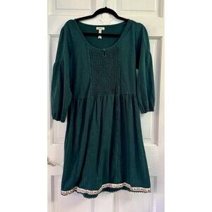 Matilda Jane Teal/Green Dress Medium – Cottagecore Pintuck Prairie Floral Hem